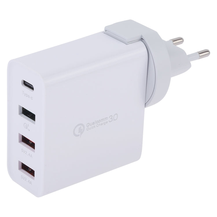 A3P 3A Uscita massima USB-C / Type-C + QC3.0 + Caricatore da viaggio da muro doppio USB 4 porte, presa EU, EU Plug A3P 3A Uscita massima USB-C / Type-C + QC3.0 + Caricatore da viaggio da muro doppio USB 4 porte, presa EU, EU Plug